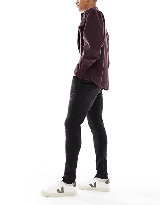 ASOS DESIGN Spray On Jeans With Power Stretch In Washed Black