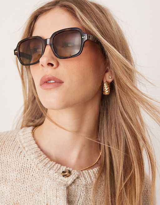 ASOS DESIGN square sunglasses in tort