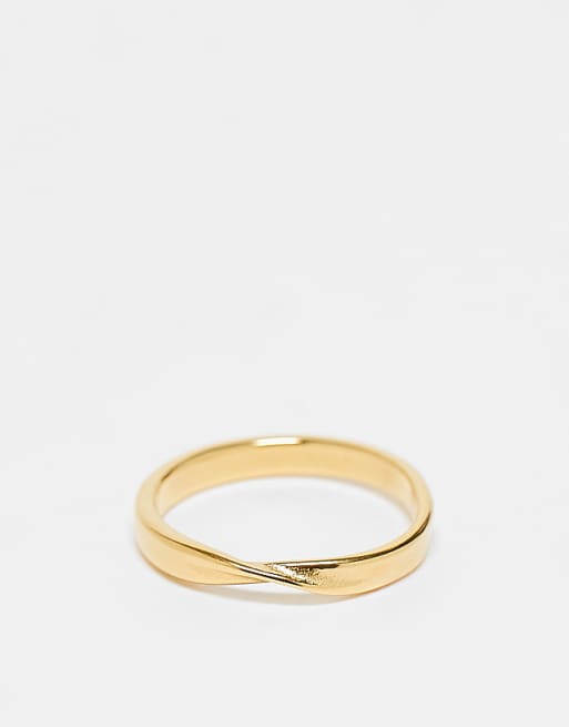 ASOS DESIGN stainless steel twist ring in gold tone