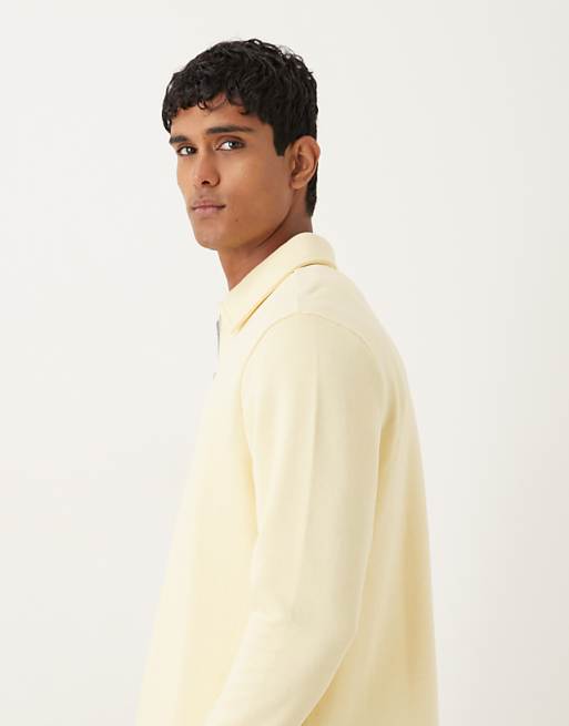 ASOS DESIGN Standard Fit 1/4 Zip Sweatshirt In Butter Yellow
