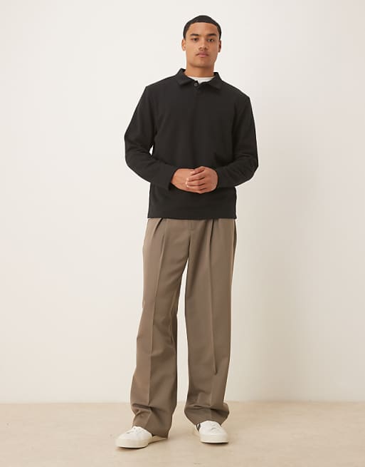 ASOS DESIGN Standard Fit Polo Co-ord In Black