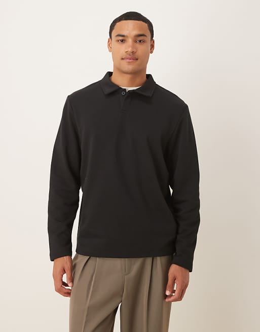 ASOS DESIGN standard fit polo co-ord in black