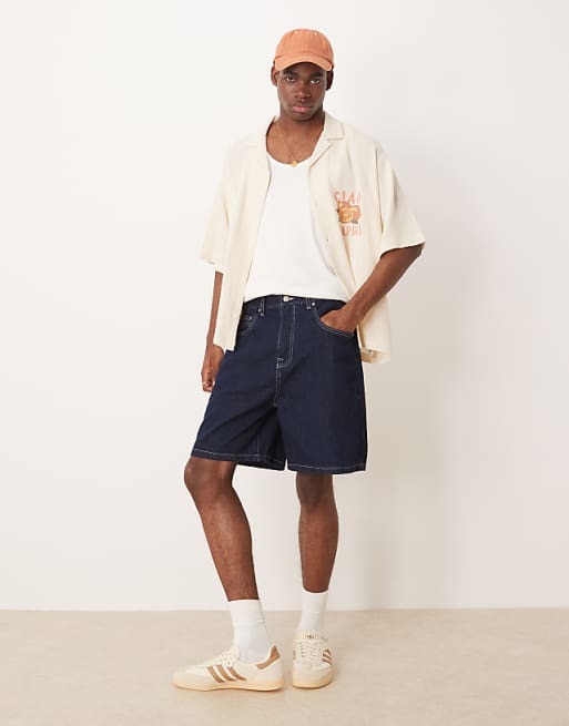 ASOS DESIGN standard length denim jort in indigo