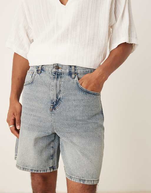 ASOS DESIGN Standard Length Denim Jort In Light Wash