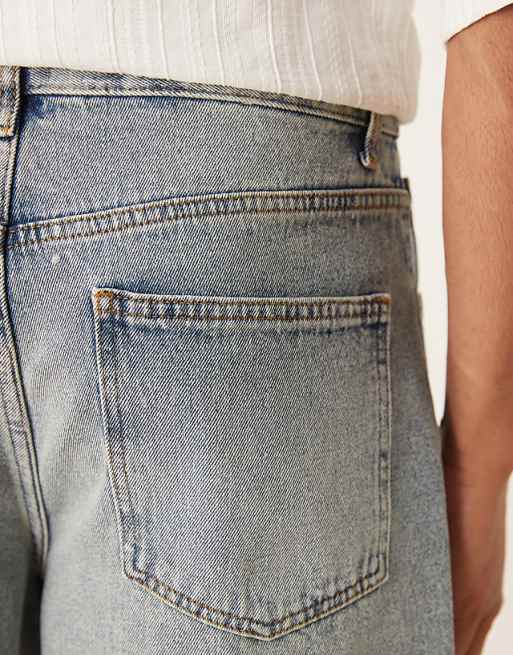 ASOS DESIGN Standard Length Denim Jort In Light Wash
