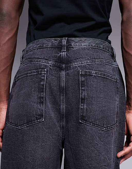 ASOS DESIGN Standard Length Denim Jort In Washed Black