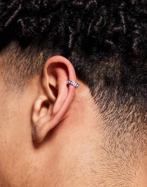 ASOS DESIGN Sterling Silver Chain Link Ear Cuff In Silver