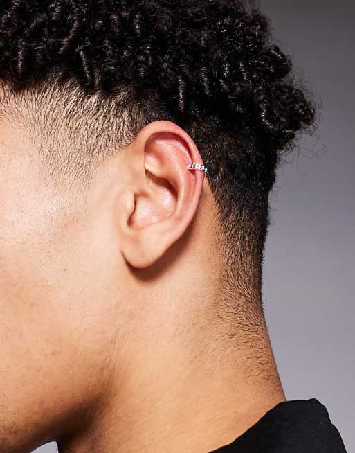 ASOS DESIGN sterling silver chain link ear cuff in silver