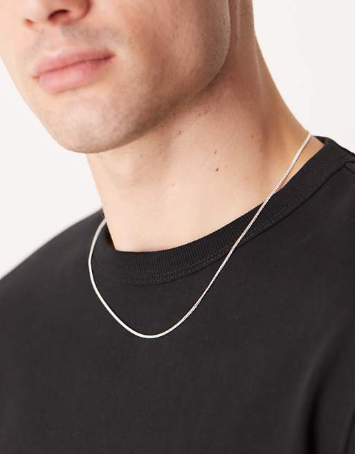 ASOS DESIGN sterling silver chain necklace in silver tone