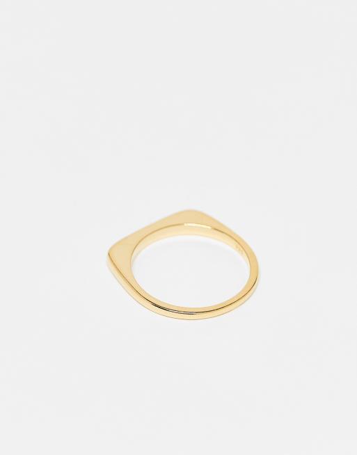 ASOS DESIGN Sterling Silver Slim Signet Ring In Gold Tone