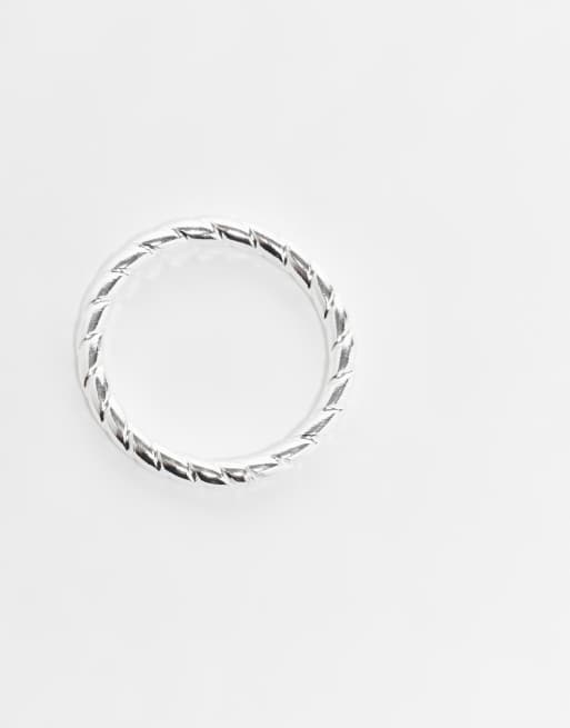 ASOS DESIGN Sterling Silver Twist Detail Ring In Silver Tone