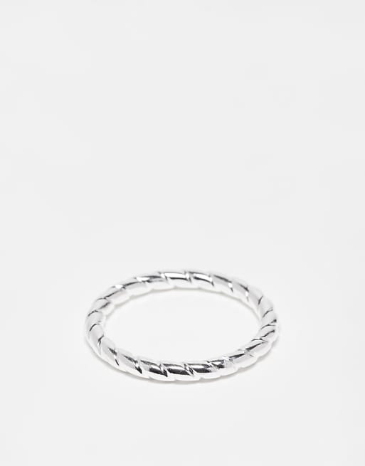 ASOS DESIGN sterling silver twist detail ring in silver tone