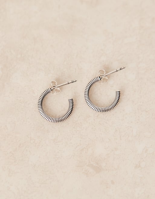 ASOS DESIGN sterling silver wire twist hoop earrings in silver tone