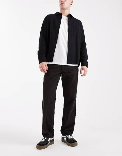 ASOS DESIGN Straight Cargo Trousers In Brown Corduroy