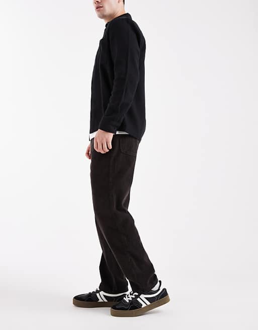 ASOS DESIGN Straight Cargo Trousers In Brown Corduroy