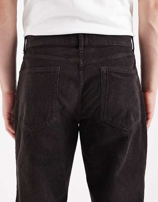 ASOS DESIGN Straight Cargo Trousers In Brown Corduroy