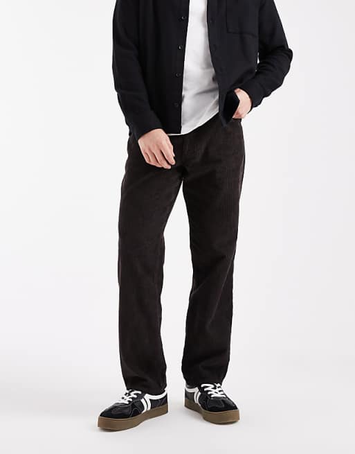 ASOS DESIGN straight cargo trousers in brown corduroy