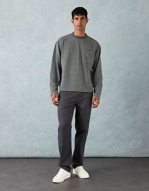 ASOS DESIGN straight chinos in charcoal