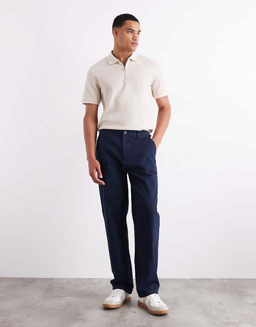 ASOS DESIGN straight chinos in navy