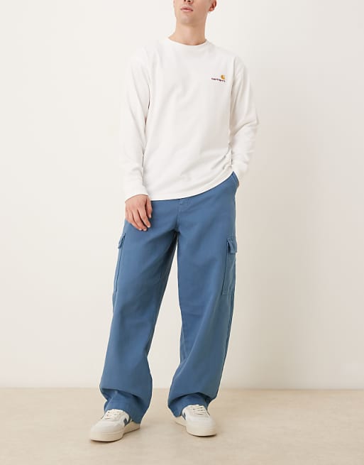 ASOS DESIGN Straight Fit Cargo Trouser In Blue