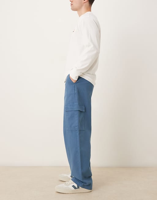 ASOS DESIGN Straight Fit Cargo Trouser In Blue