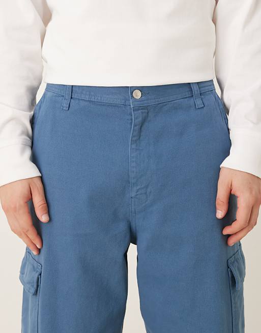 ASOS DESIGN Straight Fit Cargo Trouser In Blue