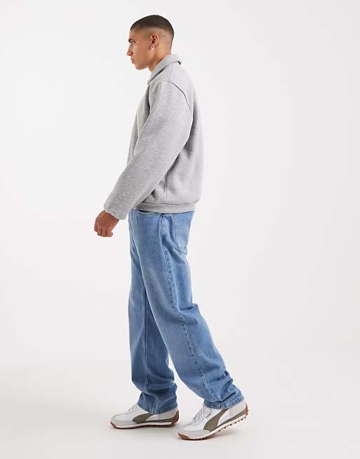 ASOS DESIGN Straight Fit Comfort Stretch Jean In Midwash Blue