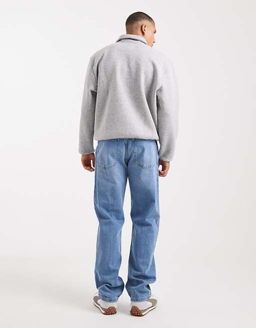 ASOS DESIGN Straight Fit Comfort Stretch Jean In Midwash Blue