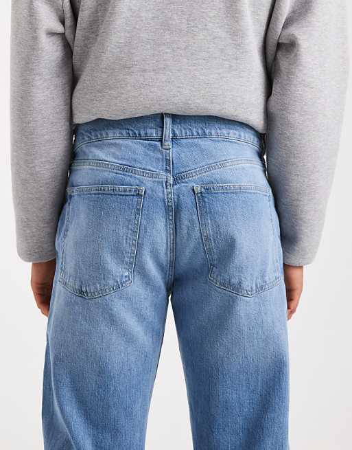 ASOS DESIGN Straight Fit Comfort Stretch Jean In Midwash Blue