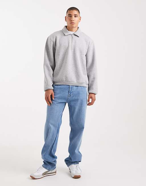 ASOS DESIGN straight fit comfort stretch jean in midwash blue