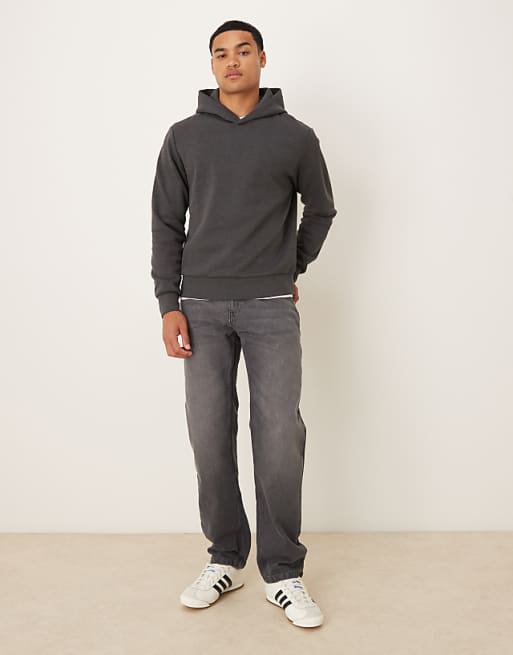 ASOS DESIGN Straight Fit Jeans With Heavy Grey Wash
