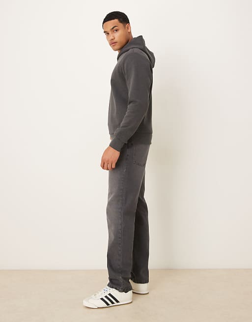 ASOS DESIGN Straight Fit Jeans With Heavy Grey Wash