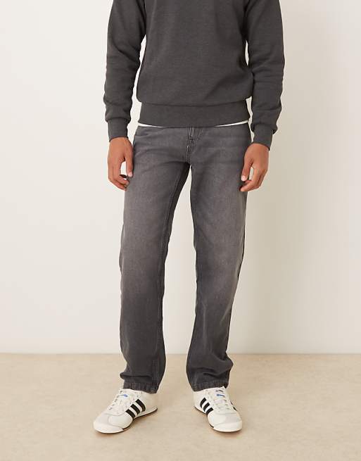 ASOS DESIGN straight fit jeans with heavy grey wash