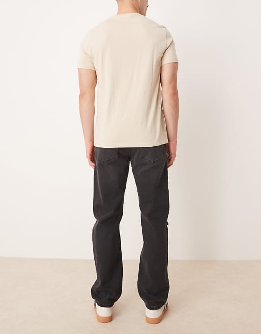 ASOS DESIGN Straight Fit Jeans With Rips In Black Wash