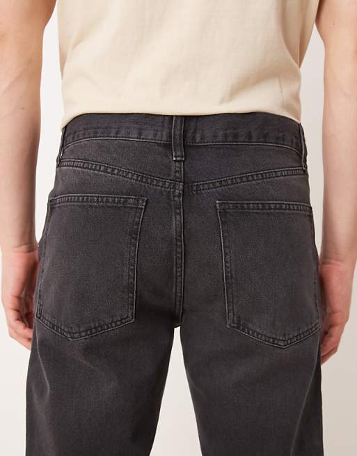 ASOS DESIGN Straight Fit Jeans With Rips In Black Wash