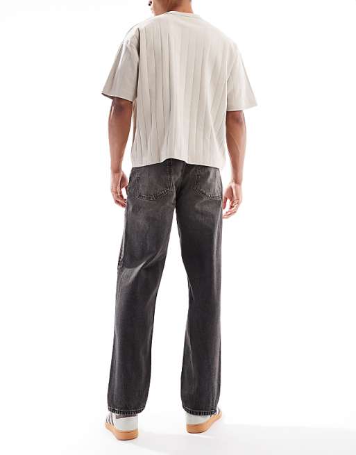 ASOS DESIGN Straight Fit Jeans With Yellow Tint In Washed Black