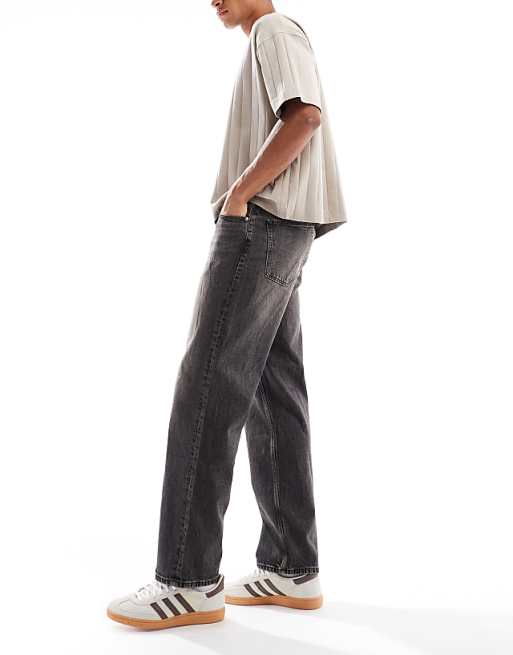ASOS DESIGN Straight Fit Jeans With Yellow Tint In Washed Black