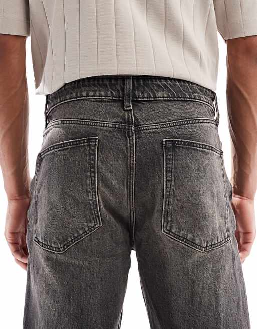 ASOS DESIGN Straight Fit Jeans With Yellow Tint In Washed Black