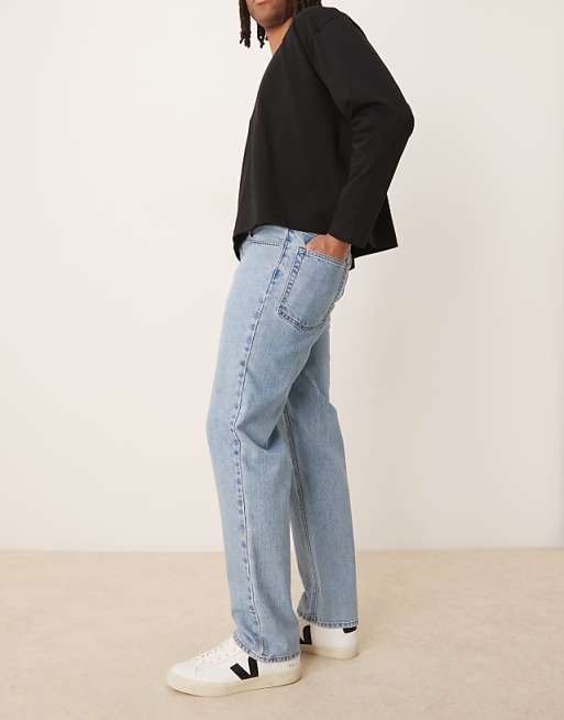ASOS DESIGN Straight Jean In Light Wash Blue
