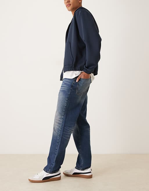 ASOS DESIGN Straight Jeans In Dark Wash Blue