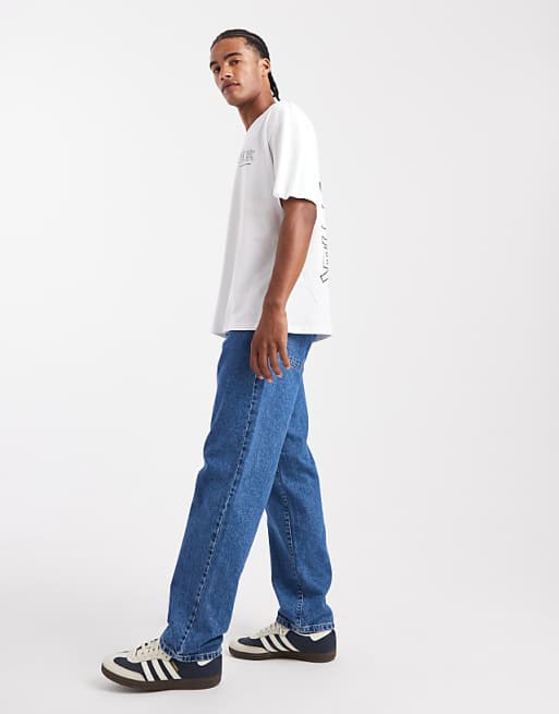 ASOS DESIGN Straight Jeans In Mid Wash Blue