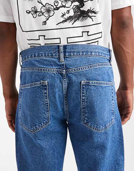 ASOS DESIGN Straight Jeans In Mid Wash Blue