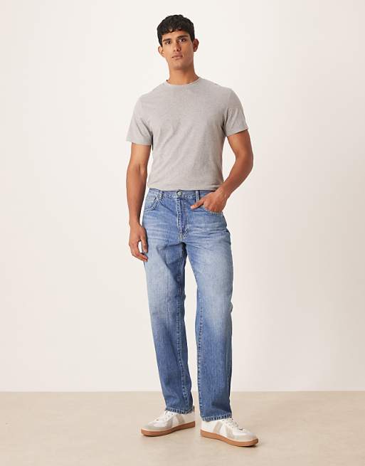 ASOS DESIGN straight jeans in vintage mid wash blue