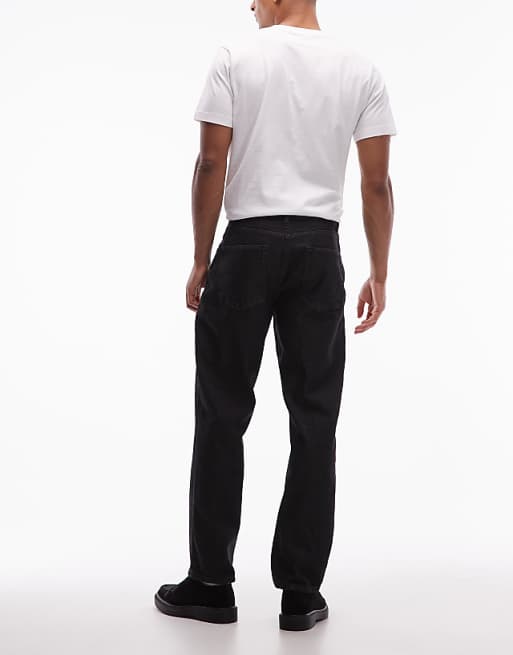 ASOS DESIGN Straight Leg Coated Jeans In Black