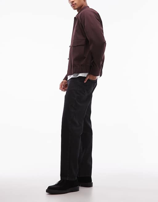 ASOS DESIGN Straight Leg Coated Jeans In Black