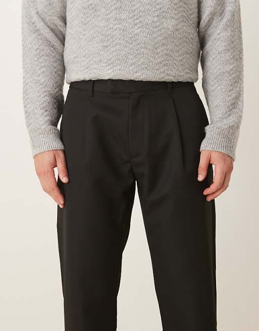 ASOS DESIGN Straight Leg Cropped Trouser With Half Elasticated Waistband In Black