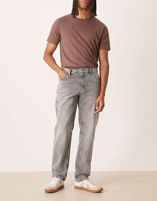 ASOS DESIGN straight leg jeans in heavy grey wash