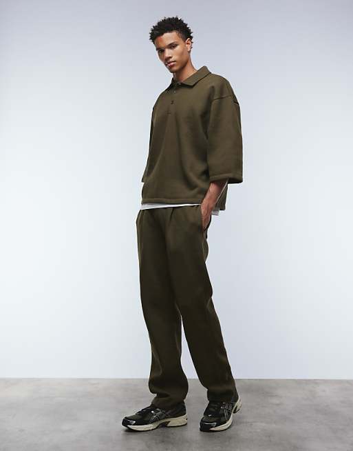 ASOS DESIGN straight leg jogger in khaki