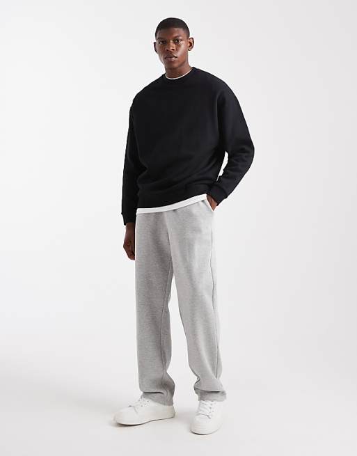 ASOS DESIGN Straight Leg Jogger With Side Pipping In Grey Marl
