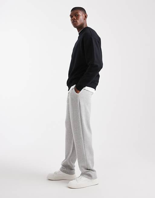ASOS DESIGN Straight Leg Jogger With Side Pipping In Grey Marl